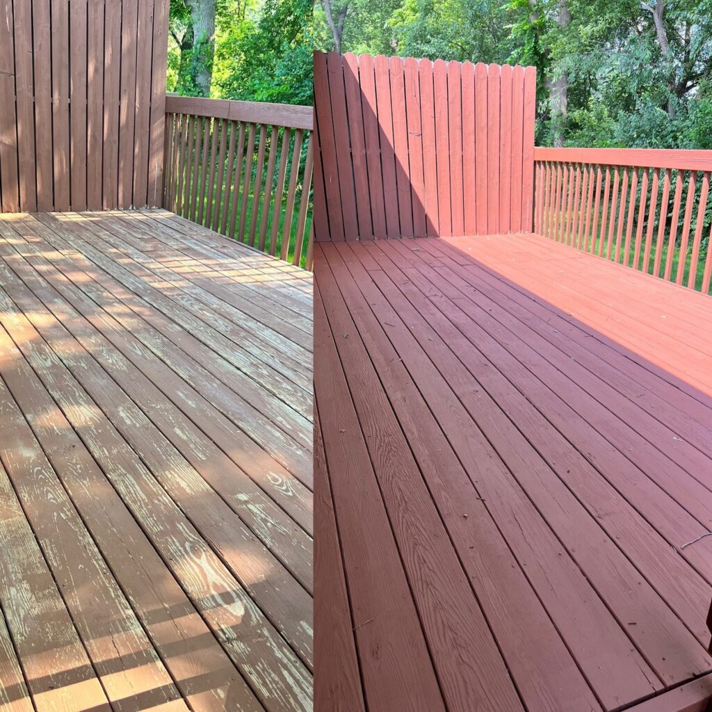 Deck before and after staining